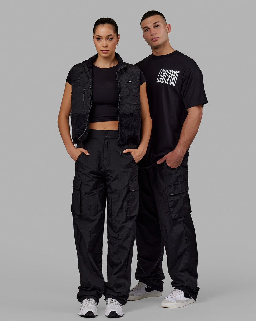 White House Black Market 100% Polyester Solid Black Cargo Pants