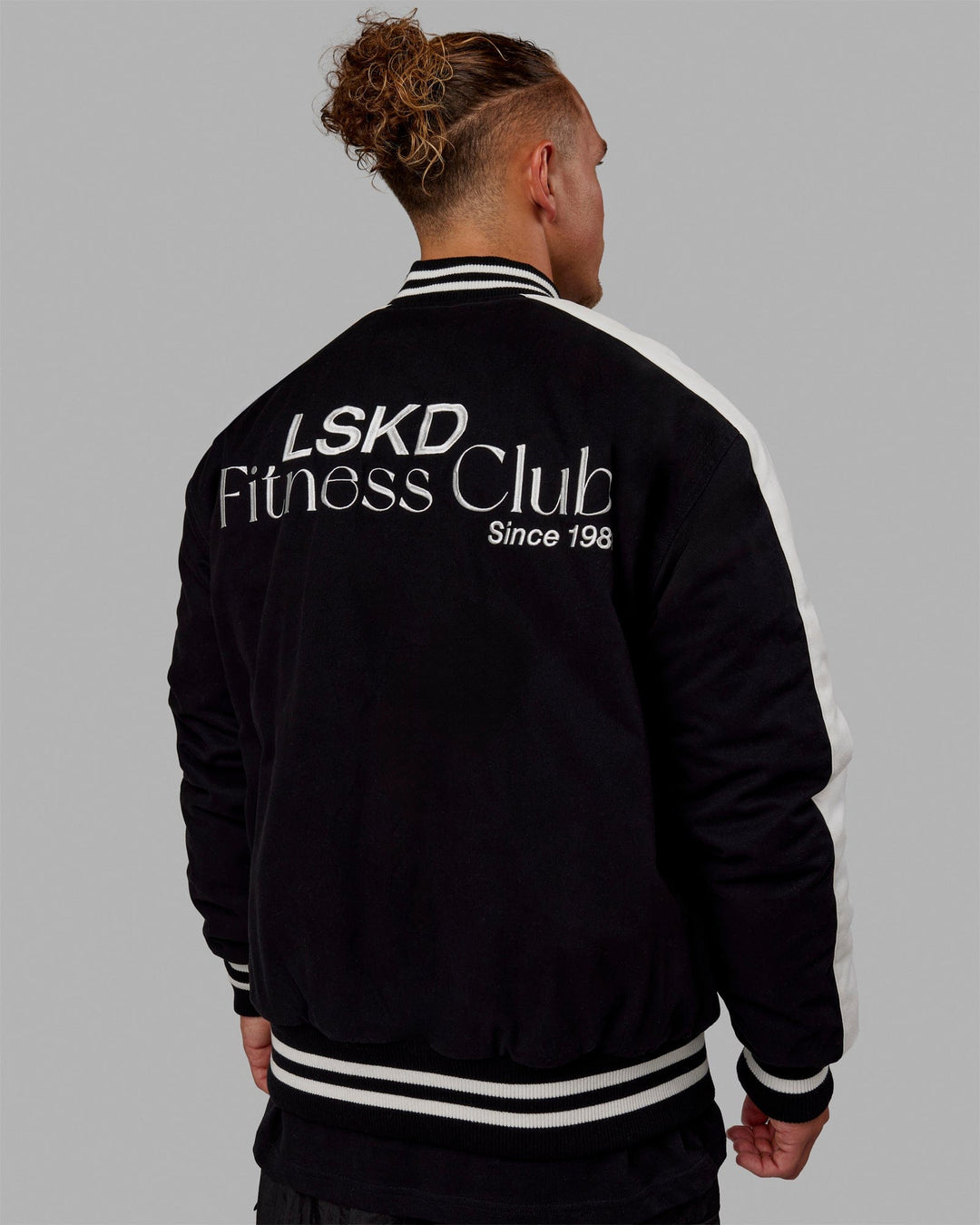 Unisex Fitness Club Bomber Jacket - Black-Off White