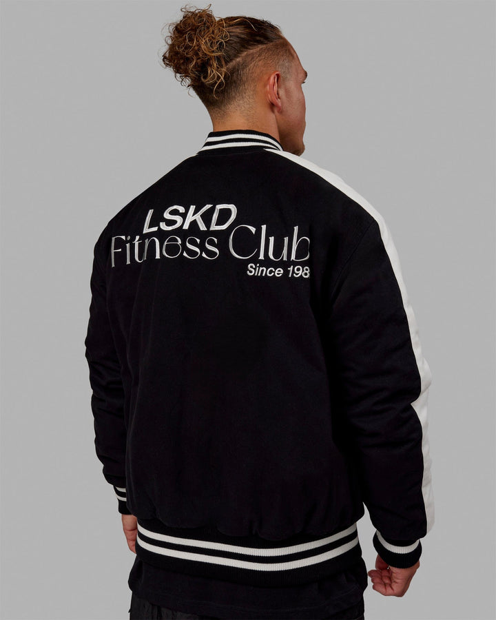 Unisex Fitness Club Bomber Jacket - Black-Off White
