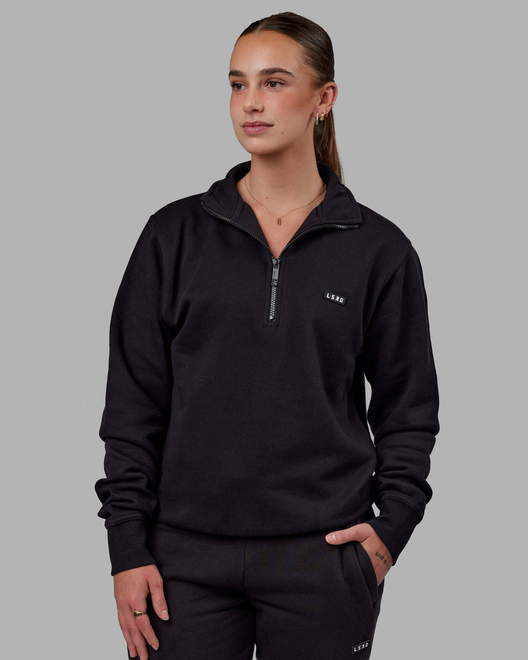 Unisex Fundamental 1/4 Zip Sweater - Black