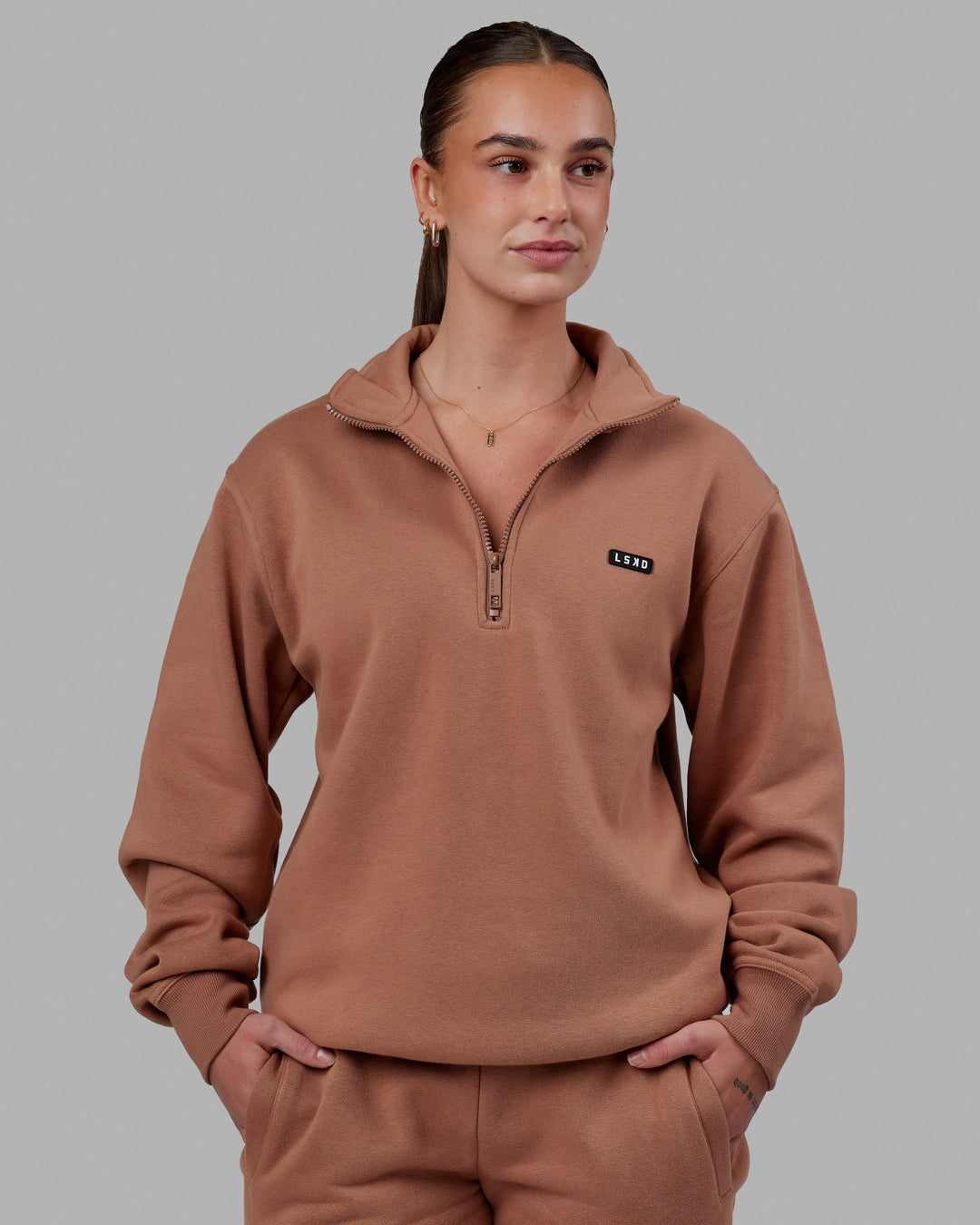 Unisex Fundamental 1/4 Zip Sweater - Raw Umber
