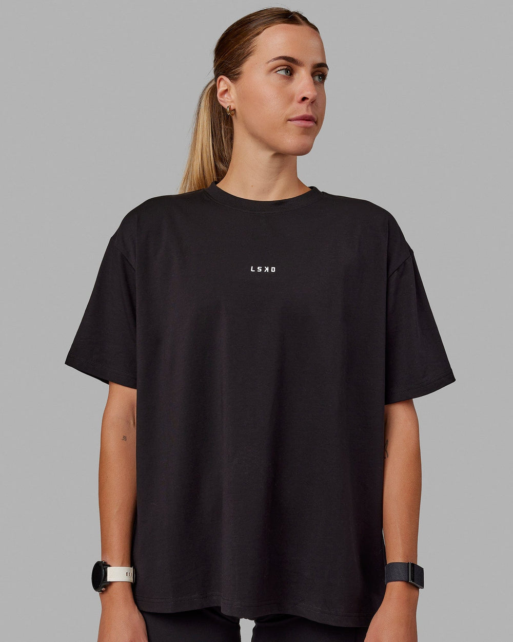 Go-To FLXCotton Oversized Tee - Black-White