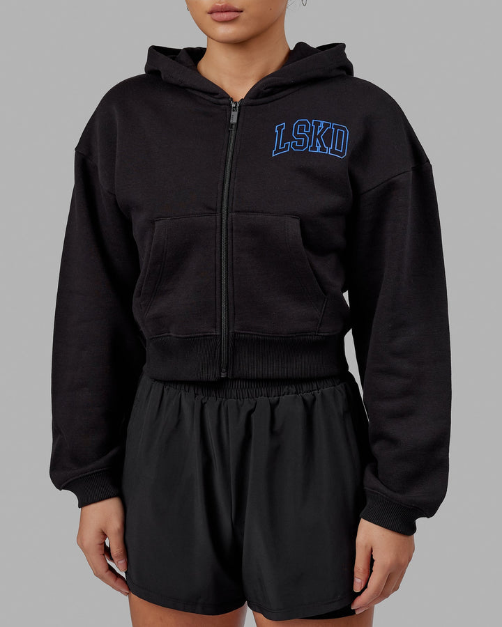 Guild Cropped Hoodie - Black-Power Cobalt