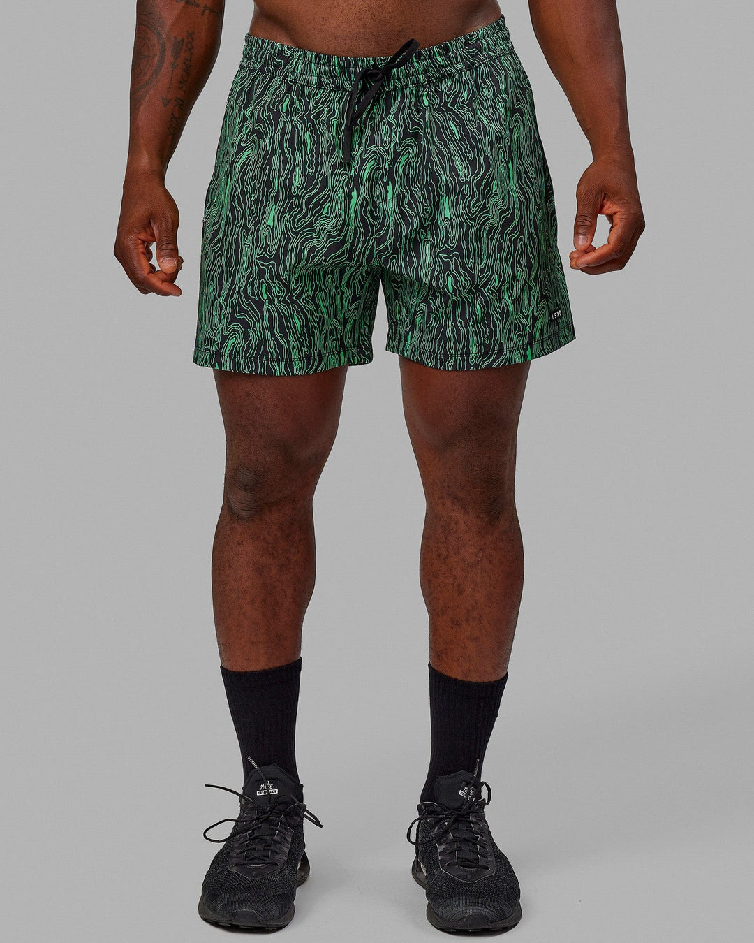 Rep 5" Performance Shorts - Topographic Black-Lime