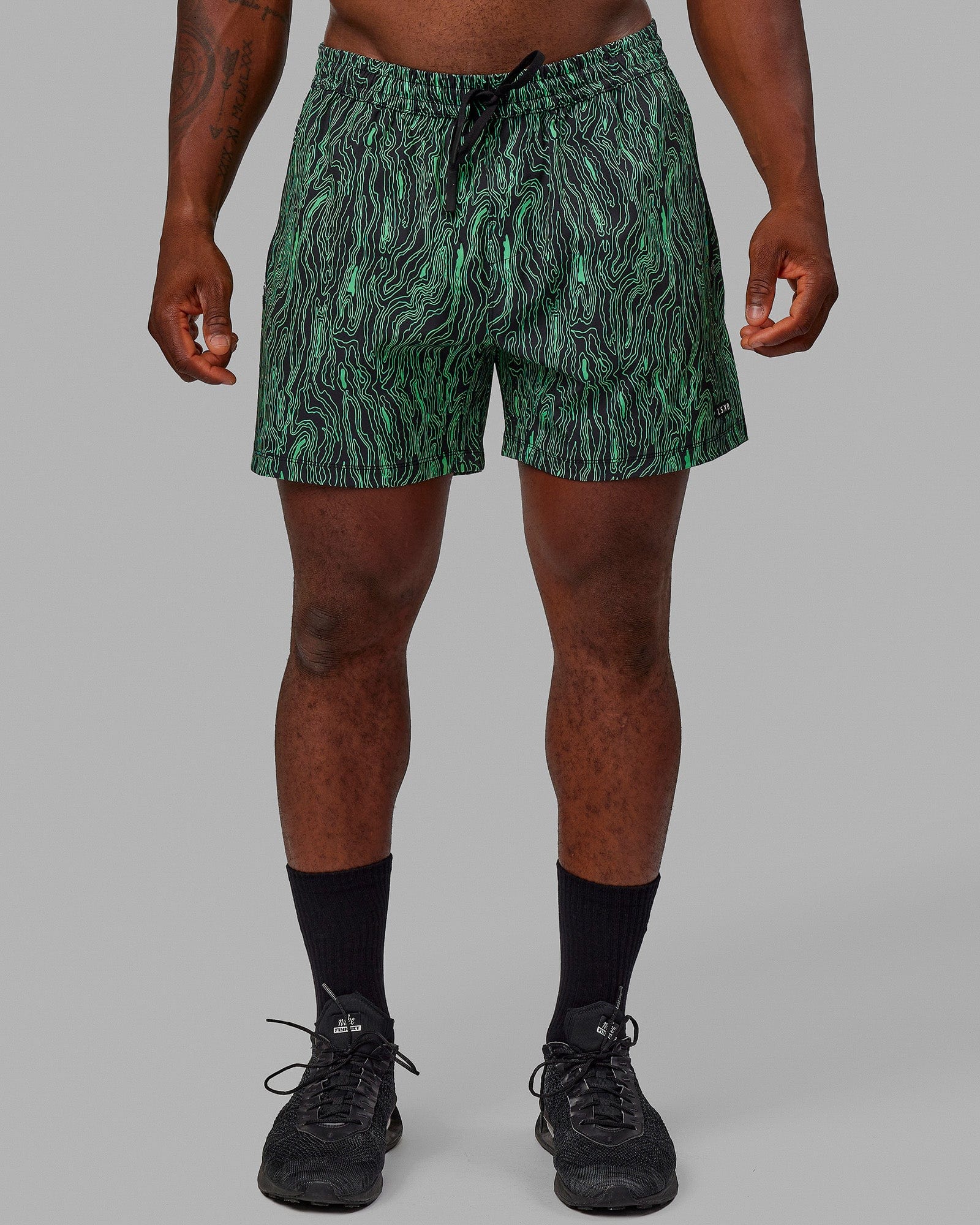 Rep 5" Performance Short - Topographic Black-Lime