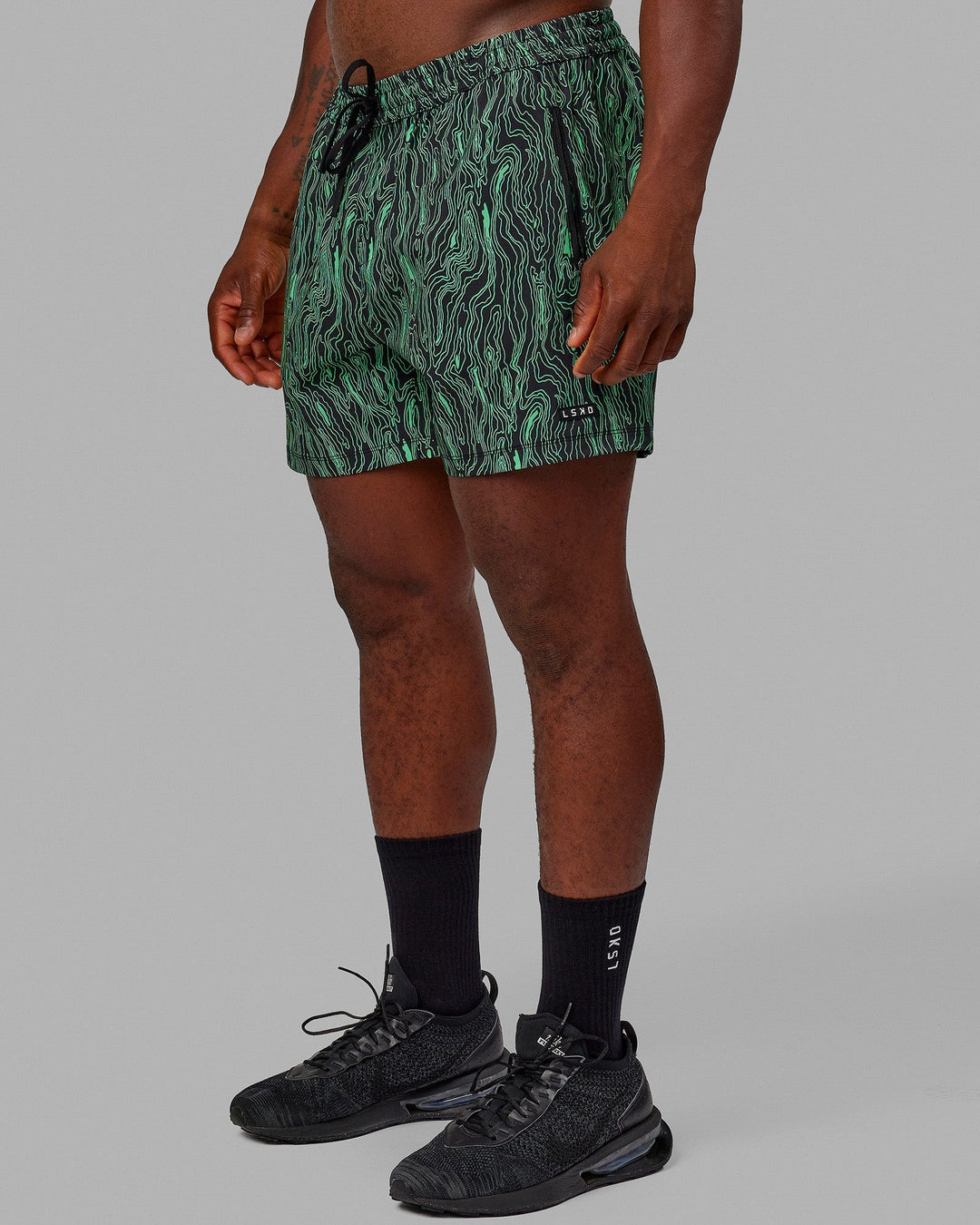 Rep 5" Performance Shorts - Topographic Black-Lime