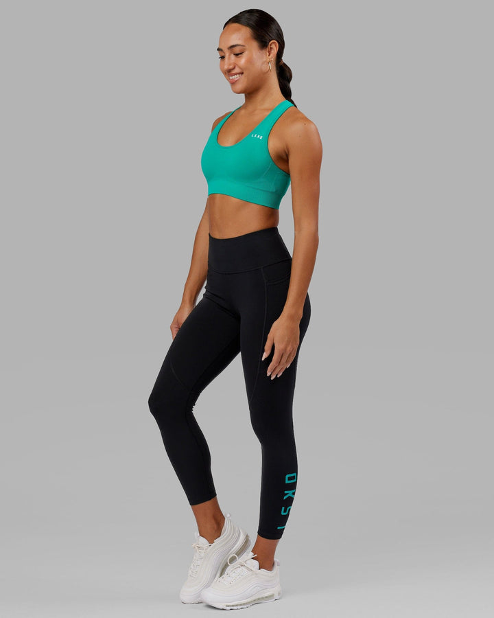 Rep 7/8 Length Leggings - Black-Hyper Teal
