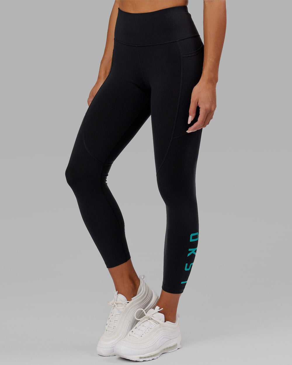 Rep 7/8 Length Leggings - Black-Hyper Teal