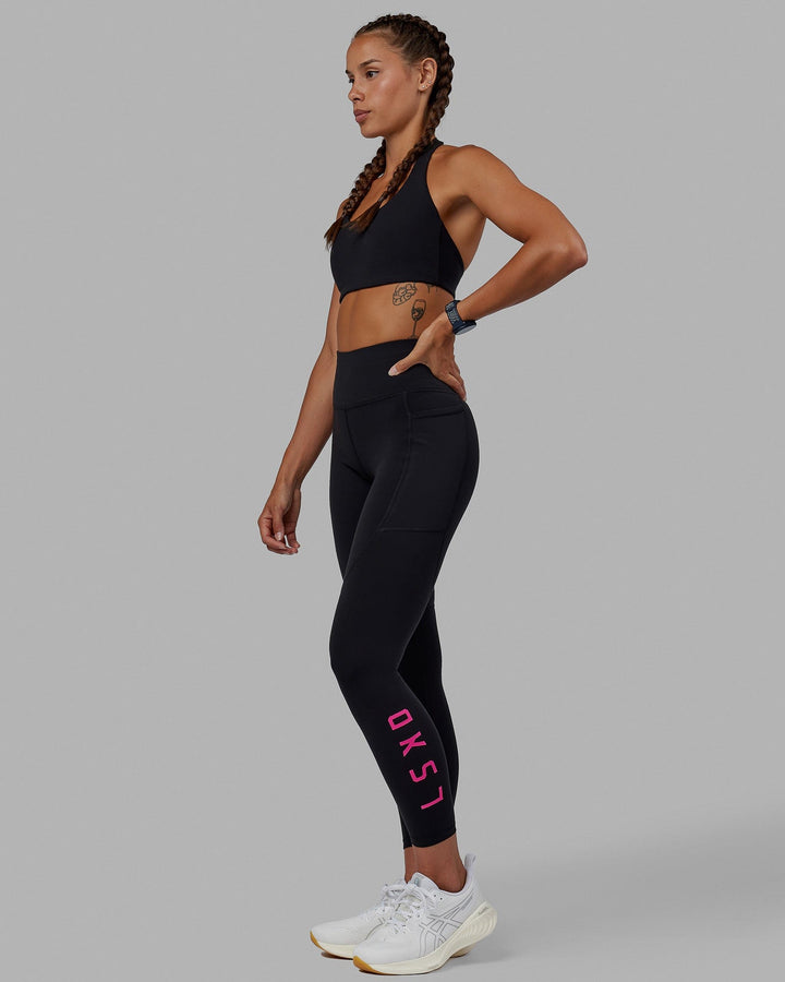 Rep Full Length Leggings - Black-Ultra Pink