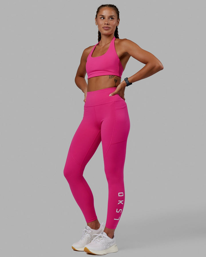 Rep Full Length Leggings - Ultra Pink-White