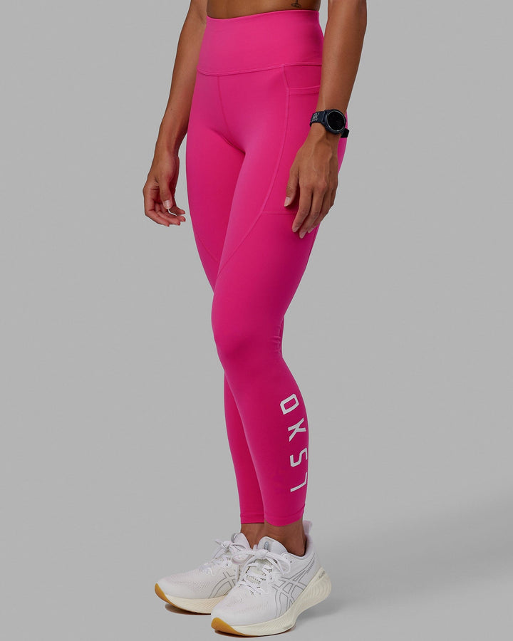 Rep Full Length Leggings - Ultra Pink-White