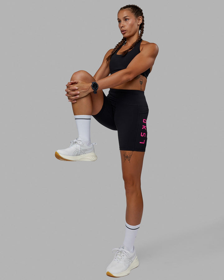 Rep Mid-Length Shorts - Black-Ultra Pink