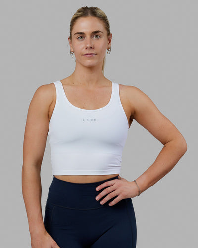 Staple Active Cropped Tank - White