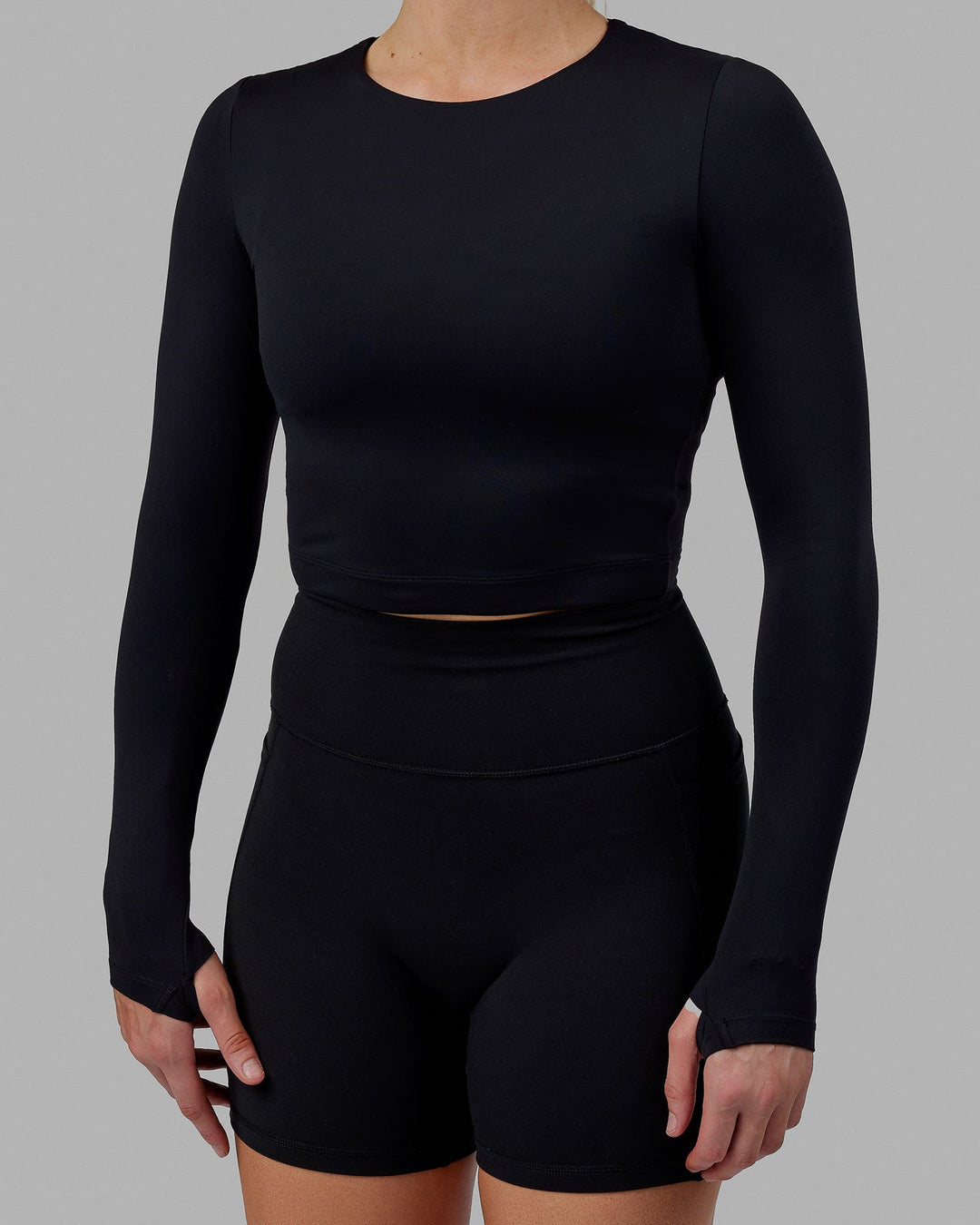 Staple Long Sleeve Cropped Tee - Black