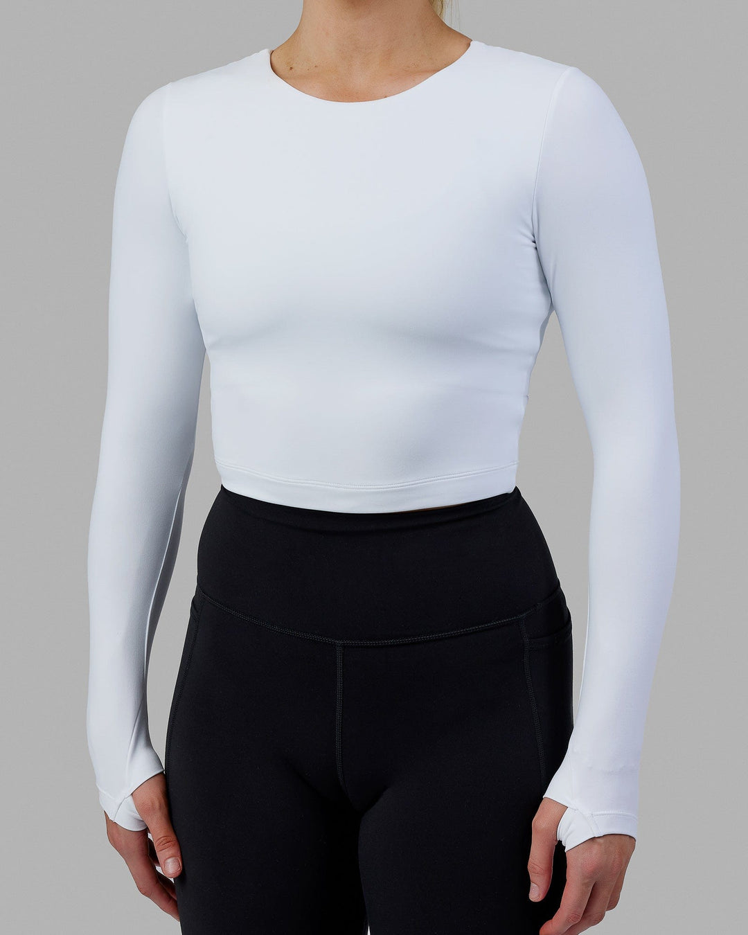 Staple Long Sleeve Cropped Tee - White