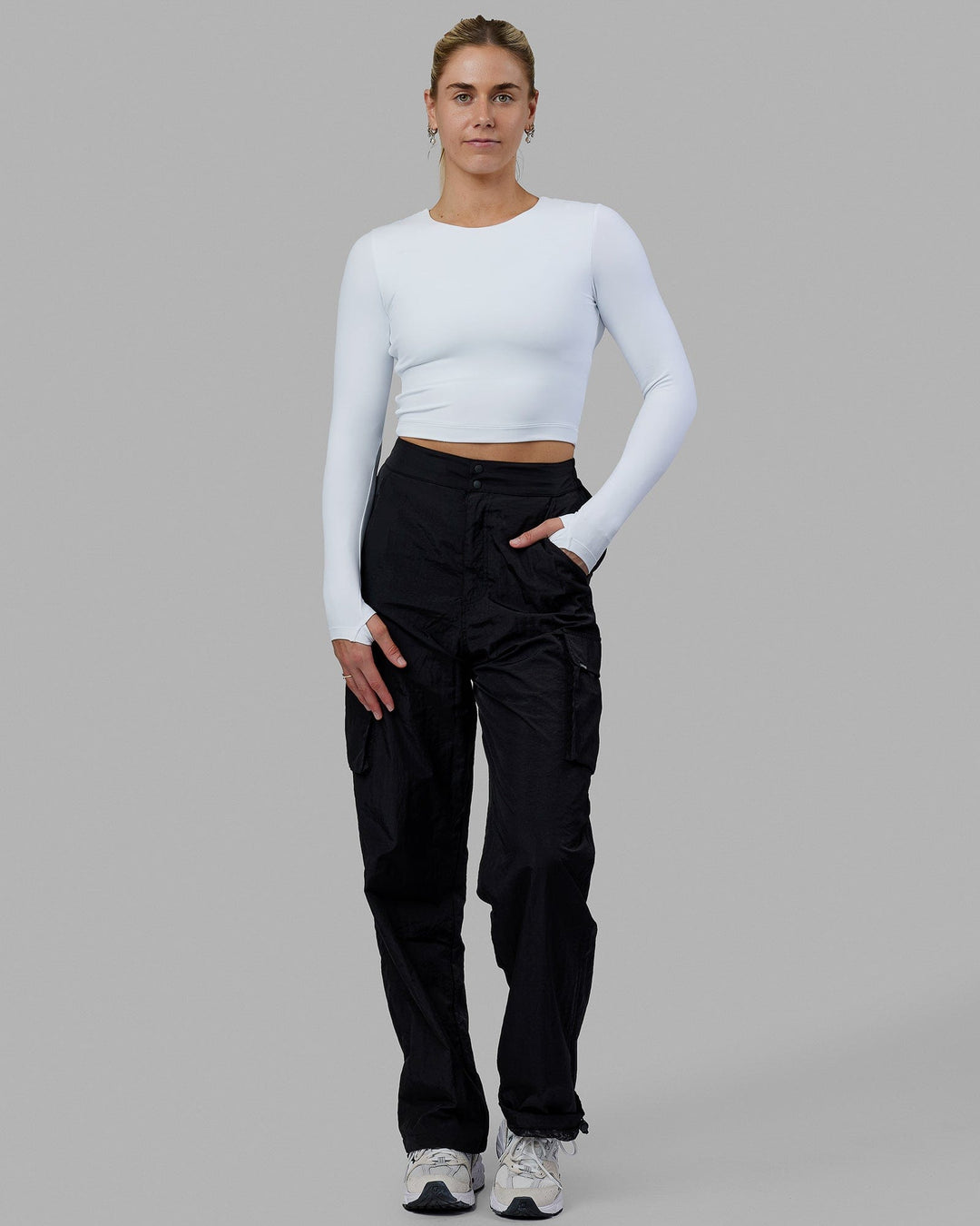 Staple Long Sleeve Cropped Tee - White