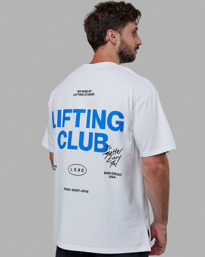 Unisex Lifting Club FLXCotton Tee Oversize - White-Power Cobalt-Black