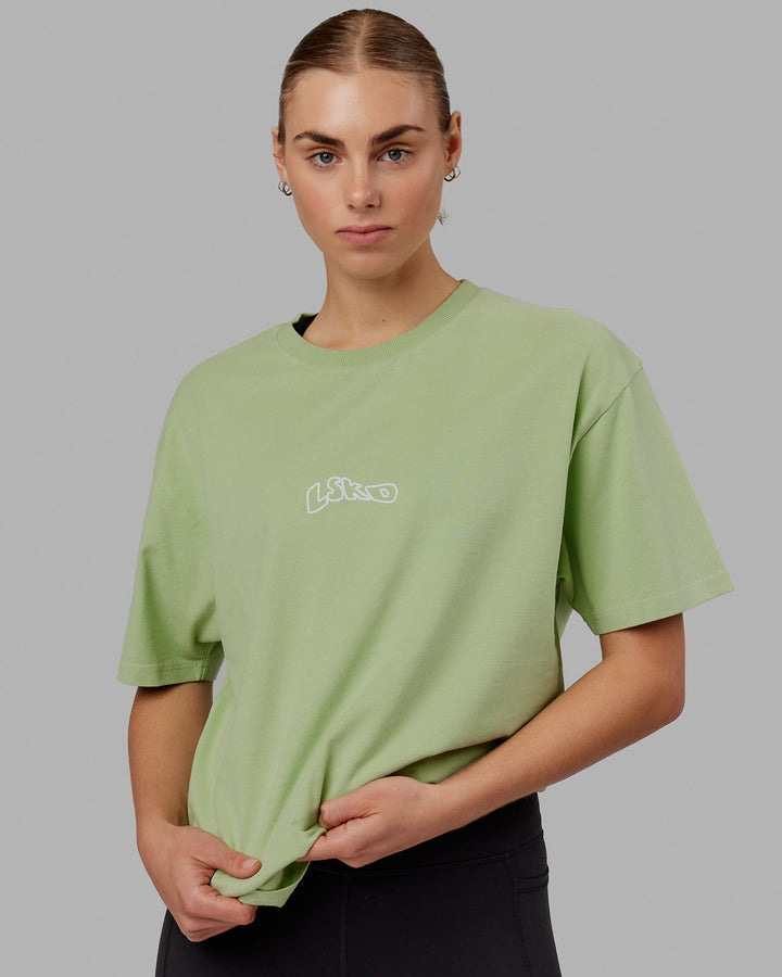 Unisex Mad Happy Heavyweight Tee Oversize - Green Fig