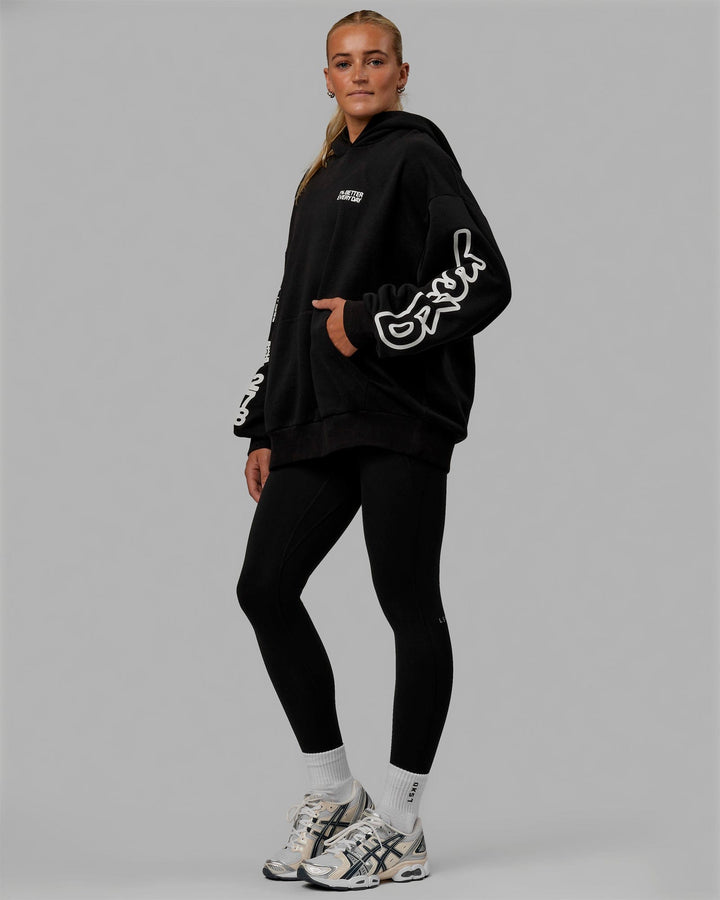 Unisex Millennium Hoodie Oversize - Black-Off White
