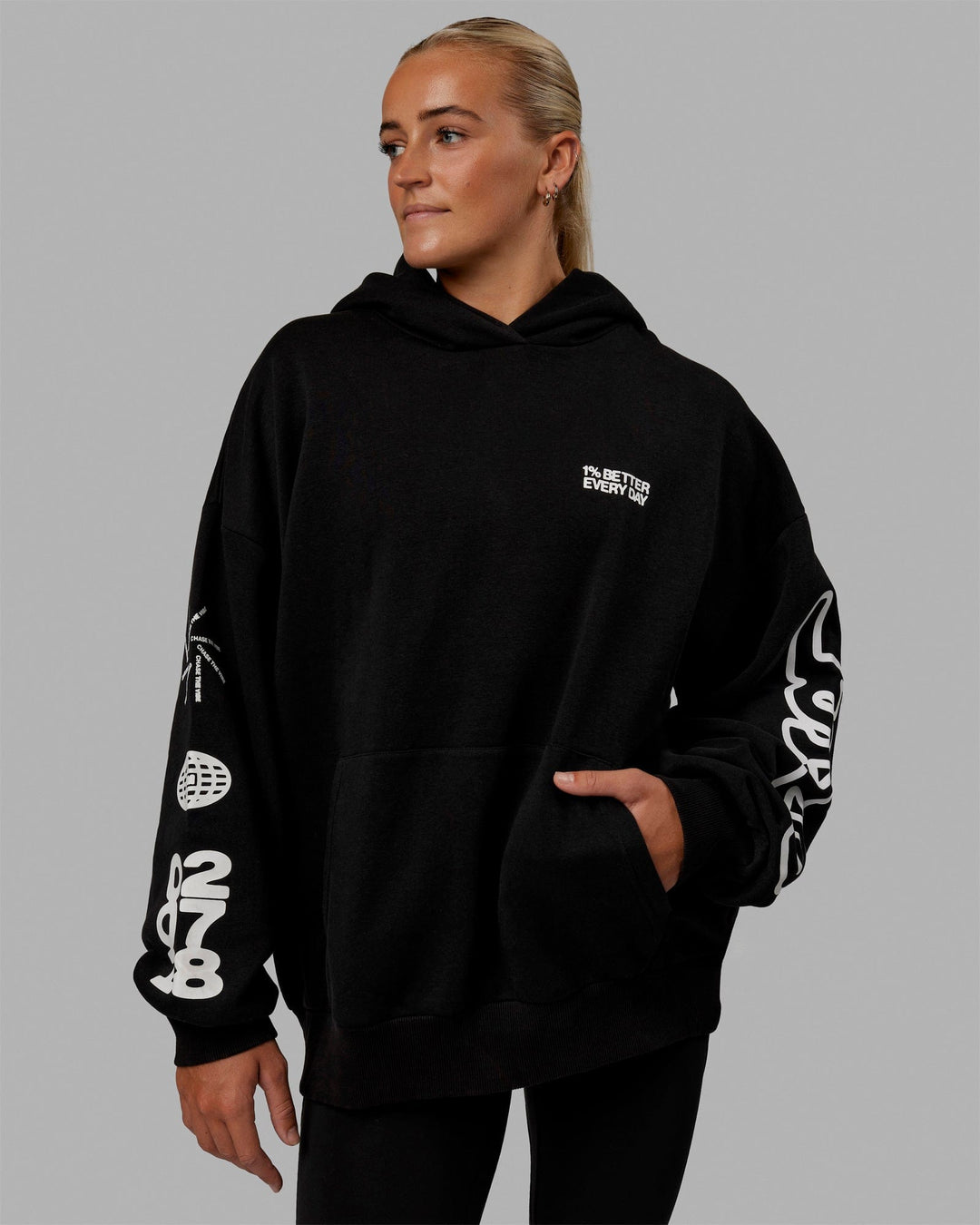 Unisex Millennium Hoodie Oversize - Black-Off White