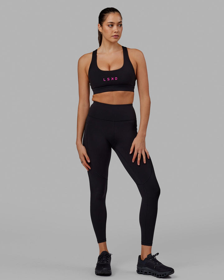 Rep Full Length Legging - Black-Neon Magenta