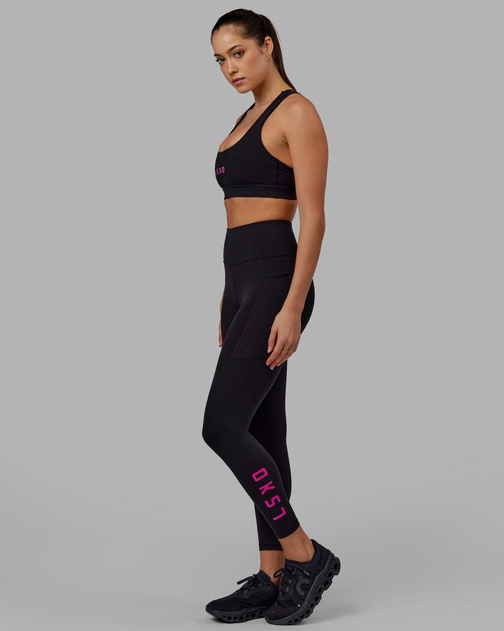 Rep Full Length Legging - Black-Neon Magenta