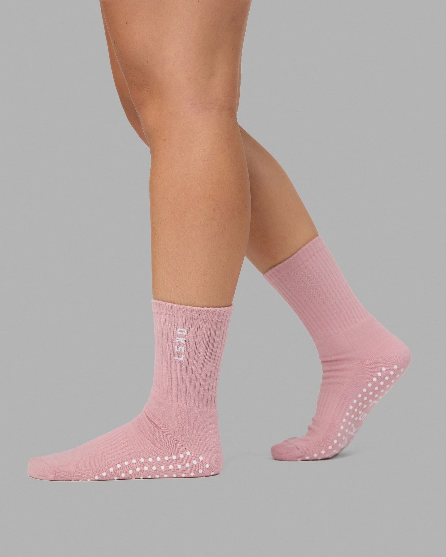 Signal Crew Grip Sock - Muted Pink-White