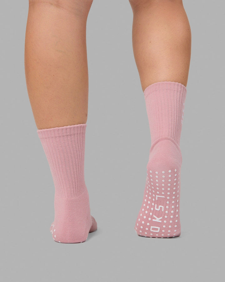 Signal Crew Grip Sock - Muted Pink-White