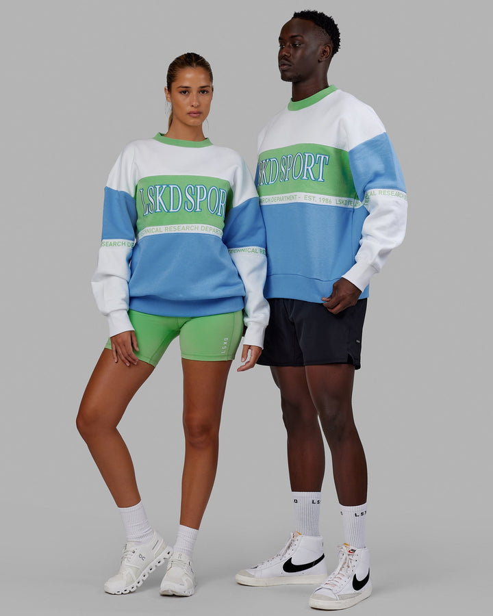 Unisex Sportif Sweater Oversize - Azure Blue-Apple Mint
