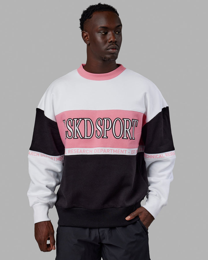 Unisex Sportif Sweater Oversize - Black-Peony Pink