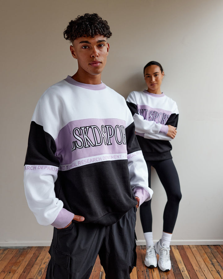 Unisex Sportif Sweater Oversize - Purple-Multi