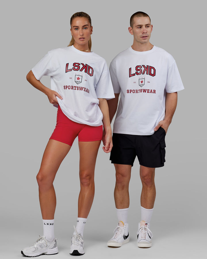 Unisex Sports Dept. Tee Oversize - White-Red