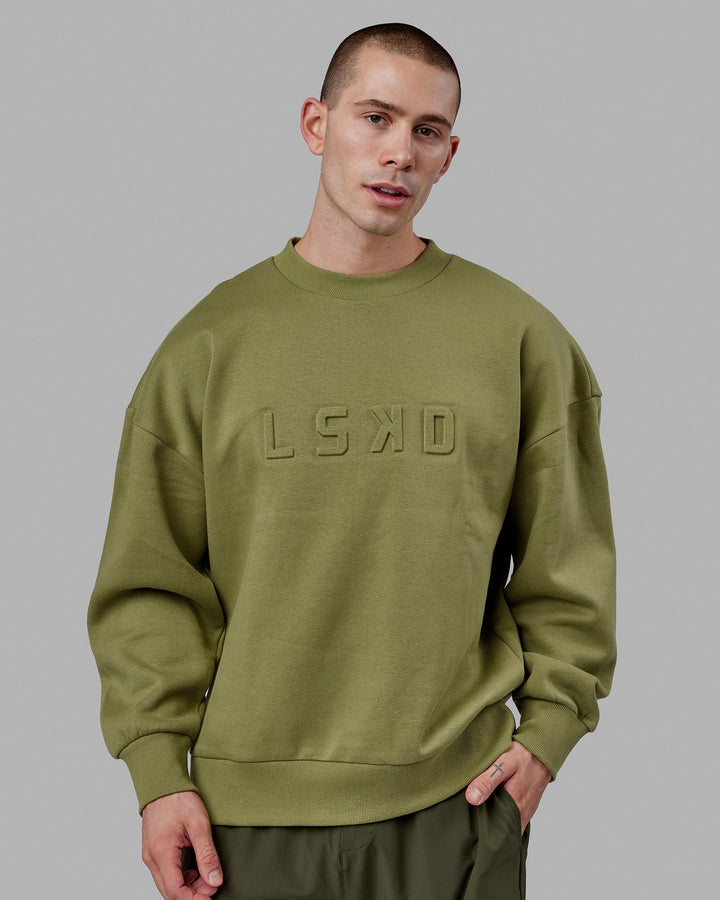 Unisex Stamped Sweater Oversize - Moss Stone