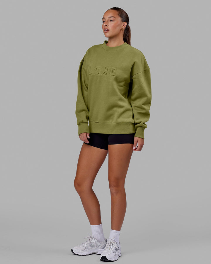 Unisex Stamped Sweater Oversize - Moss Stone