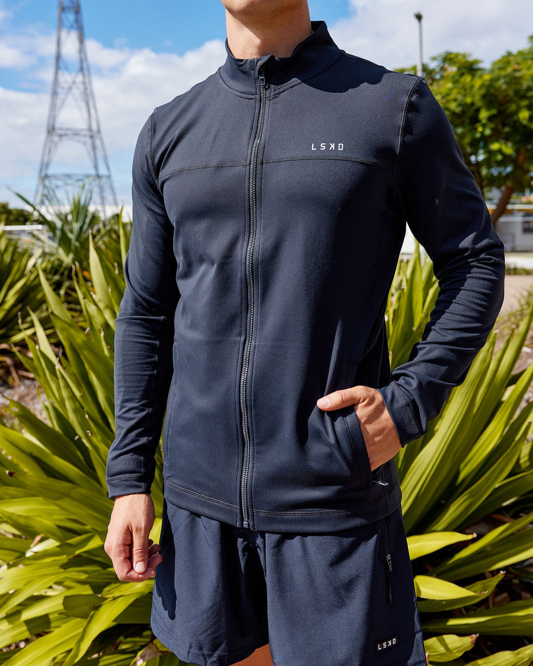 Stride Zip Through Performance Jacket - Navy