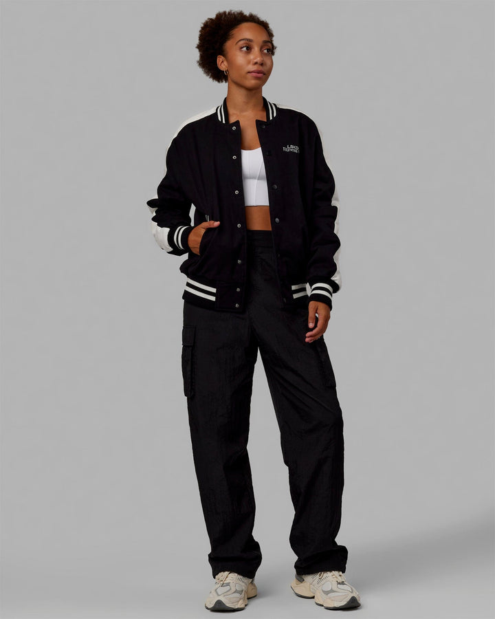 Unisex Fitness Club Bomber Jacket - Black-Off White
