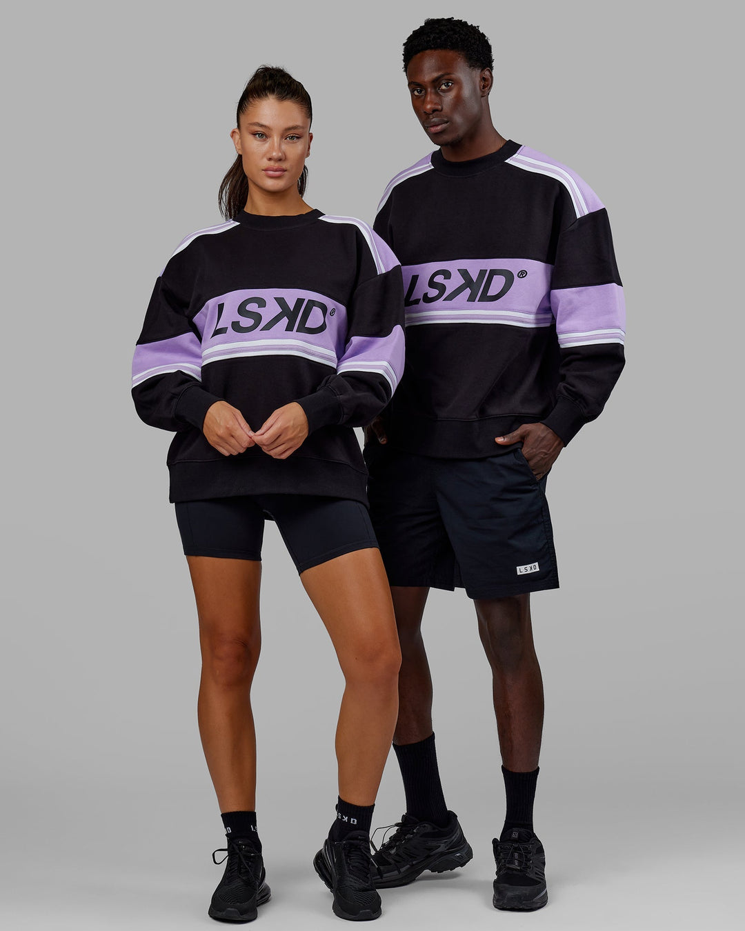 Unisex A-Team Sweater Oversize - Black-Pale Lilac