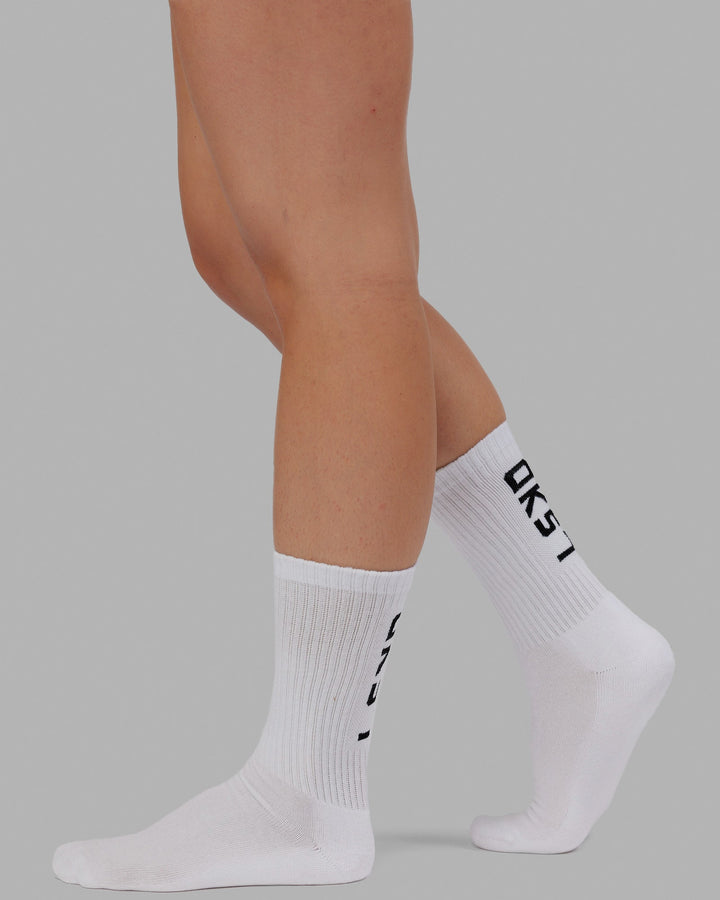 Brand Crew Sock - White