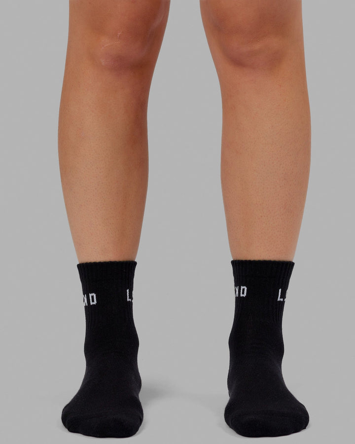 Daily 3 Pack Quarter Socks - Black-White
