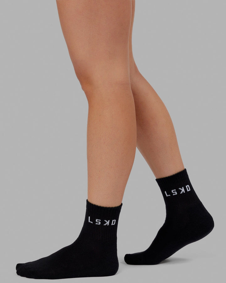 Daily 3 Pack Quarter Socks - Black-White
