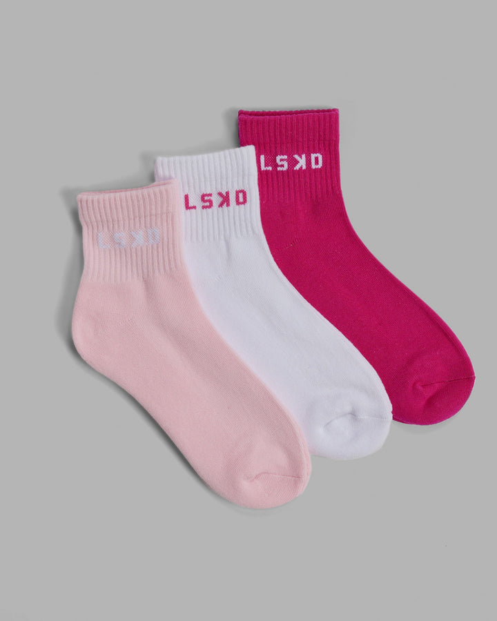 Daily Quarter Sock 3 Pack - Multi Pink