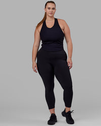 Flow Ribbed Shelf Bra Performance Tank - Black