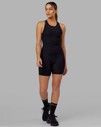 Flow Ribbed Shelf Bra Performance Tank - Black