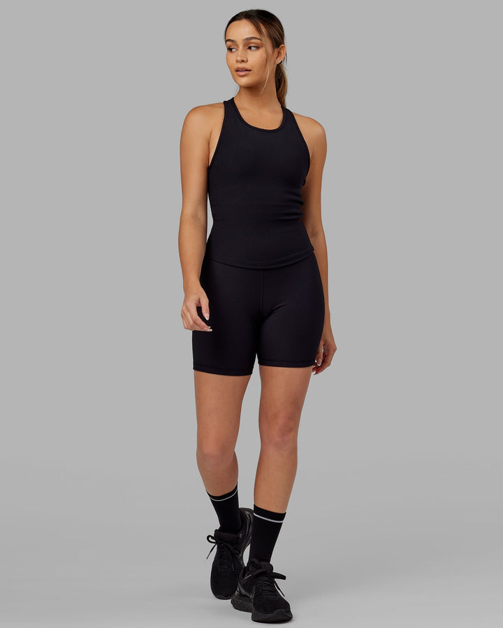 Flow Ribbed Shelf Bra Performance Tank - Black
