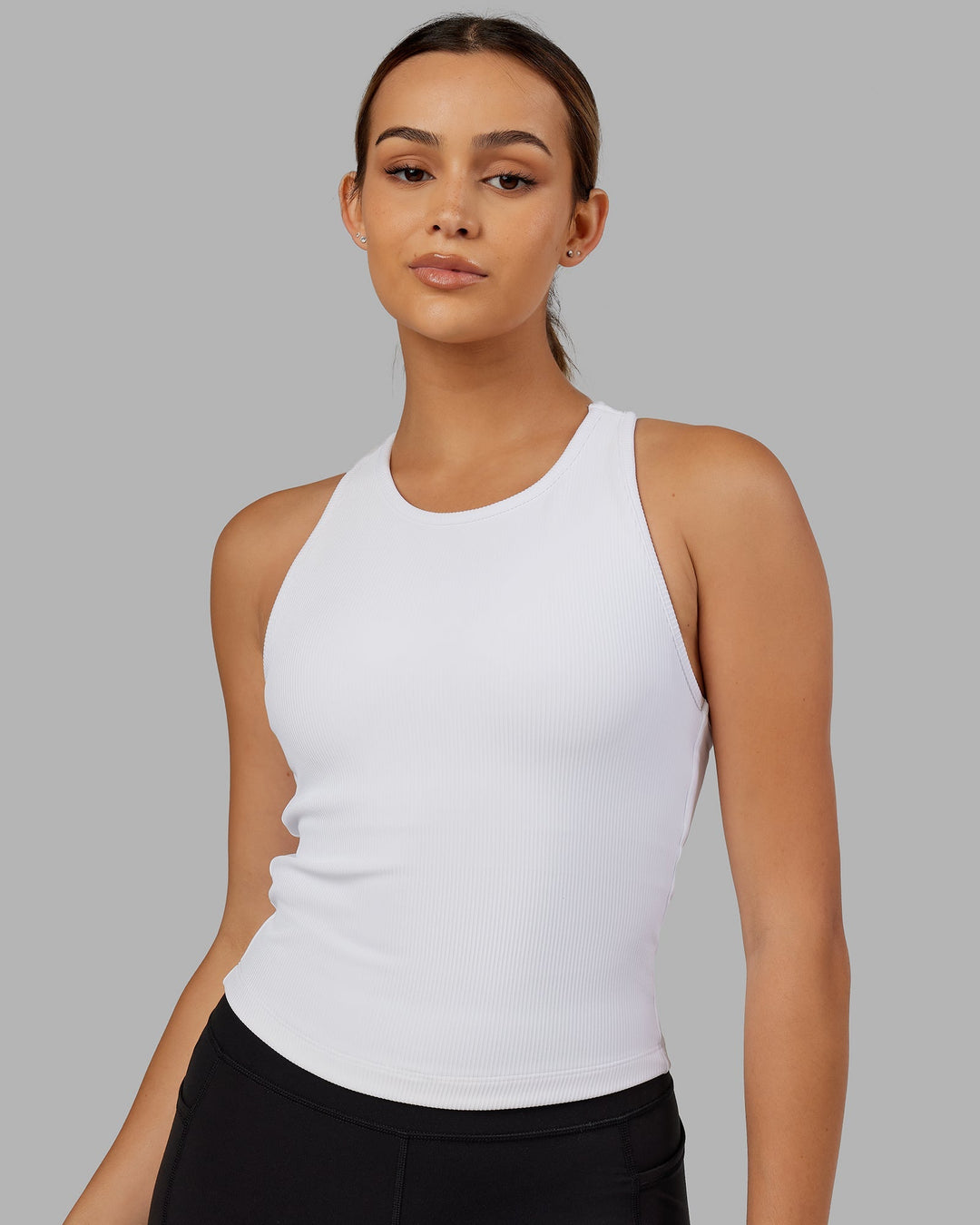 Flow Ribbed Shelf Bra Performance Tank White 2XS