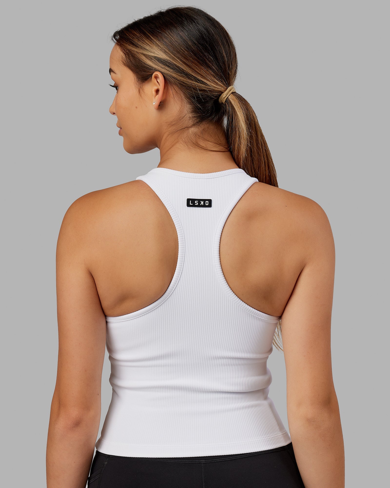 Flow Ribbed Shelf Bra Performance Tank - White | LSKD – LSKD US