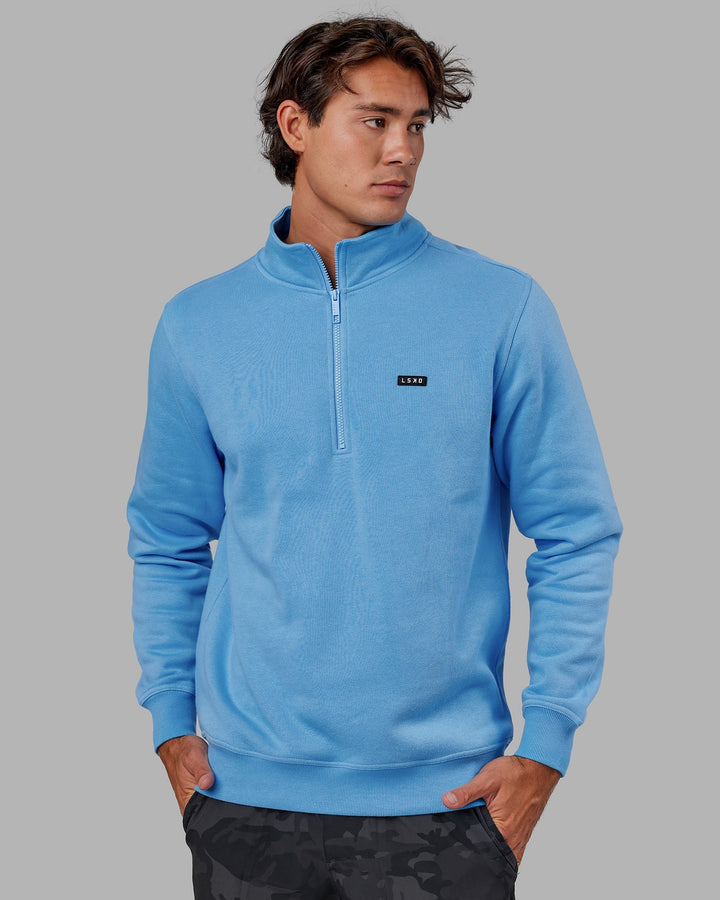 Unisex Fundamental 1/4 Zip Sweater - Azure Blue