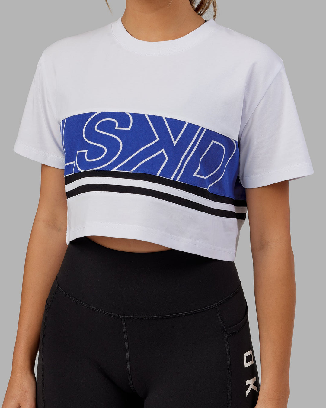 Line-Up Cropped tee - White-Power Cobalt