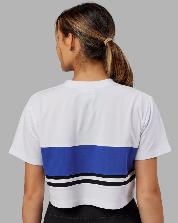 Line-Up Cropped tee - White-Power Cobalt