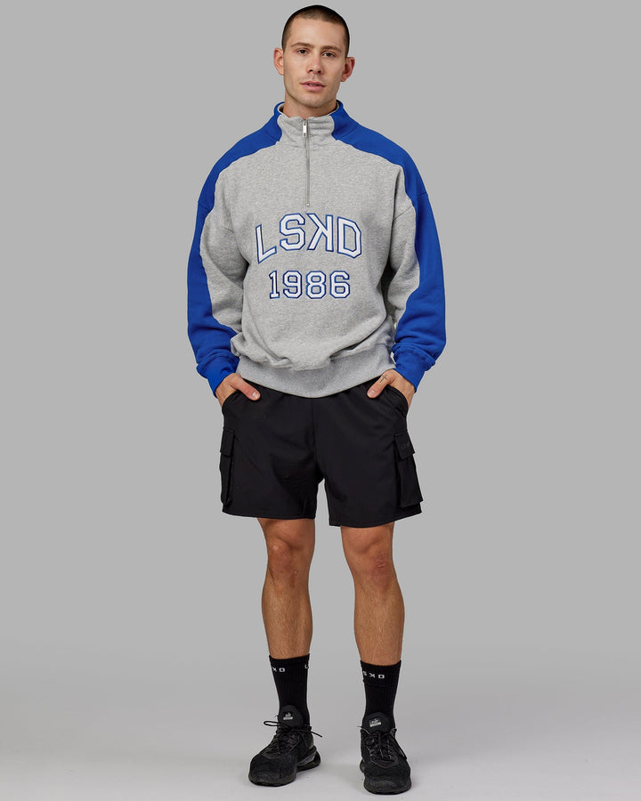 Unisex Alumni 1/4 Zip Sweater Oversize - Grey-Blue